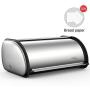 Bread Boxes for Kitchen Counter, Stainless Steel Roll Top Bread Bin, Sliver Bread Storage Holder with Lid, Large Capacity Bread Keeper, 17 x 11 x 7 Inches