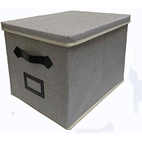 Store N Save Large Foldable Home Storage Boxes Organizer with Lid and Handles ? Decorative Grey/Gray Collapsible Bin