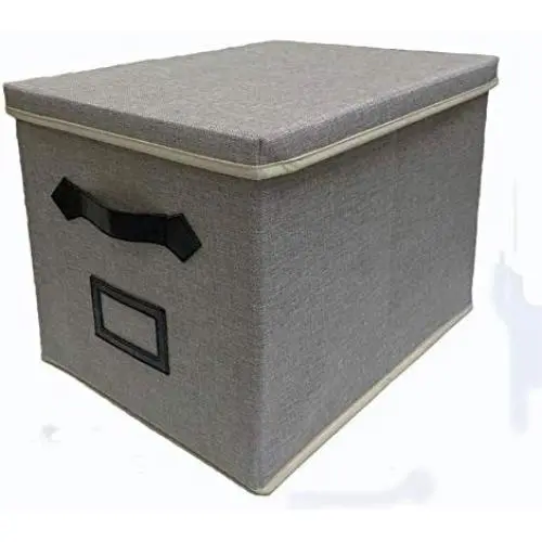 Store N Save Large Foldable Home Storage Boxes Organizer with Lid and Handles ? Decorative Grey/Gray Collapsible Bin Store N Save Large Foldable Home Storage Boxes Organizer with Lid and Handles ? Decorative Grey/Gray Collapsible Bin