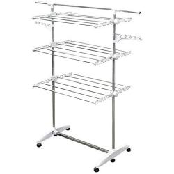 Stainless Drying Clothes Rack - Portable Rolling Drying Rack for Laundry Baby Clothes Drying Hangers Rack , Stainless  Drying Racks for Laundry, 3 Tier Drying Racks for Laundry by KP Solutions