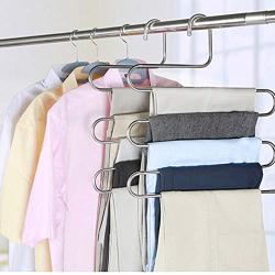 Dvicommedy 5 Layers S Shape Multifunctional Clothes Hangers Pants Storage Hangers Cloth Rack Multilayer Storage Cloth Hanger
