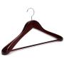 JS HANGER Wooden Coat Hanger Heavy Duty Walnut Wide Rounded Shoulder Hangers, 3-Pack
