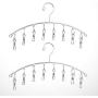 Cabilock Clothes Hanger 2pcs Stainless Steel Arc-Shaped Laundry Hangers with 8 Clips Clothes Drying Rack for Underwears Socks Towels