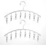 Cabilock Clothes Hanger 2pcs Stainless Steel Arc-Shaped Laundry Hangers with 8 Clips Clothes Drying Rack for Underwears Socks Towels