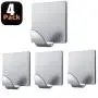 Fotosnow Adhesive Hooks Heavy Duty Stainless Steel Wall Hooks Hangers Stick on Hooks for Hanging Robes, Towels, Hats-4 Pack
