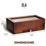 ELA Shop Tea Boxes - Acacia Tea Organizer with Golden Accessories, 2 Gold Colored Teaspoons and Honey Stick Included - Housewarming Gift Idea