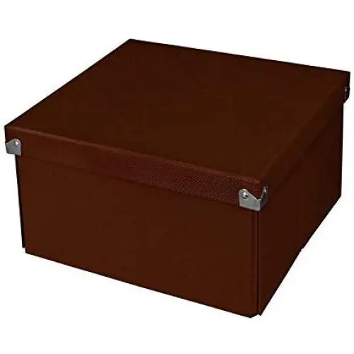 Pop n’ Store Decorative Storage Boxes with Lid, Collapsible and Stackable, Medium Square Box, Interior Size (9.75”x9.75”x5.75”), Brown Pop n’ Store Decorative Storage Boxes with Lid, Collapsible and Stackable, Medium Square Box, Interior Size (9.75”x9.75”x5.75”), Brown
