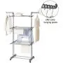 STORAGE MANIAC 3 Tier Rolling Clothes Drying Rack Folding Laundry Dryer Hanger with Foldable Wings Compact Storage Steel Indoor Outdoor STORAGE MANIAC 3 Tier Rolling Clothes Drying Rack Folding Laundry Dryer Hanger with Foldable Wings Compact Storage Steel Indoor Outdoor