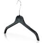 HANGERWORLD 50 Black 15inch Plastic Notched Coat Clothes Garment Top Hangers with Metal Hook