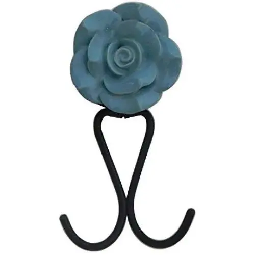 Indianshelf Handmade 1 Artistic Vintage Blue Ceramic Rose Key Hooks Hangers/Clothes Hooks for Doors Indianshelf Handmade 1 Artistic Vintage Blue Ceramic Rose Key Hooks Hangers/Clothes Hooks for Doors