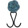 Indianshelf Handmade 1 Artistic Vintage Blue Ceramic Rose Key Hooks Hangers/Clothes Hooks for Doors
