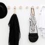 Round Beech Wood Wall Closet Coat Hook/Hanger with Leather Strap