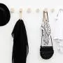 Round Beech Wood Wall Closet Coat Hook/Hanger with Leather Strap