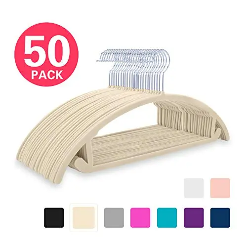 MIZGI Premium Velvet Hangers (Pack of 50) Heavyduty- Non Slip No Shoulder Bump Suit Hangers - Chrome Hooks,Space Saving Clothes Hangers,Rounded Hangers for Coat,Sweater,Jackets,Pants,Shirts (Ivory) MIZGI Premium Velvet Hangers (Pack of 50) Heavyduty- Non Slip No Shoulder Bump Suit Hangers - Chrome Hooks,Space Saving Clothes Hangers,Rounded Hangers for Coat,Sweater,Jackets,Pants,Shirts (Ivory)