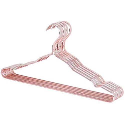 Homwel 5 Pack Rose Metal Wire Hangers Clothes,Hangers 16.5 Inches,Standard Suit Hanger,Metal Clothes Hanger with Notches