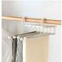 5pcs Random Color Portable 5-in-1 Clothes Hanger Clothing Organizer Multi-Function Stainless Steel Pants Hanger Holder Rack Hangers for Clothes