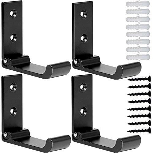 Folding Coat Hooks, 4 Pcs Black Wall Hooks for Hanging Coat Hooks Hardware No Rust Heavy Duty Aluminum Alloy Hooks Wall Mounted with Screws And Anchor for Keys, Towel, Hat, Bags