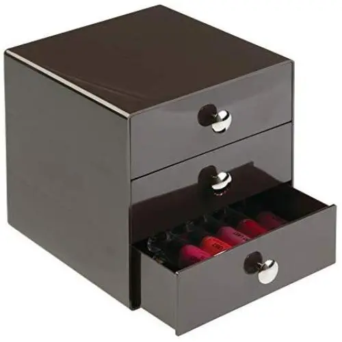 iDesign Plastic 3-Drawer Jewelry Box, Compact Storage Organization Drawers Set for Cosmetics, Dental Supplies, Hair Care, Bathroom, Office, Dorm, Desk, Countertop, 6.5" x 7" x 6.5", Bronze iDesign Plastic 3-Drawer Jewelry Box, Compact Storage Organization Drawers Set for Cosmetics, Dental Supplies, Hair Care, Bathroom, Office, Dorm, Desk, Countertop, 6.5" x 7" x 6.5", Bronze
