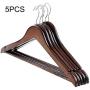 5pcs Random Color Wooden Clothes Hangers with Non-Slip Trouser Bar Suit Jeans Pants Coat Shirts Hangers Clothes Storage