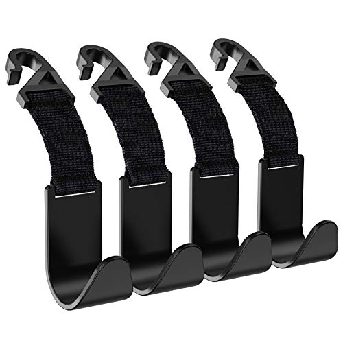 Car Seat Headrest Hook, 4 Pack Universal Car Storage Headrest Hanger Holder Hooks, Vehicle Strong and Durable Backseat Hanger for Handbag Purse Coat and Bag