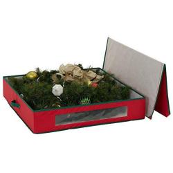 Household Essentials Red 30 inch Wreath Storage Container with Handles Green