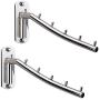 Kunovo (2 Pack) Folding Wall Mounted Clothes Hanger Rack Wall Clothes Hanger Hook Stainless Steel 304 Swing Arm Holder Clothing Hanging System Closet Storage Organizer