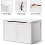 Costzon Toy Storage Chest Organizer, Wooden Toy Boxes with 2 Safety Hinge & Lid for Kids (White)