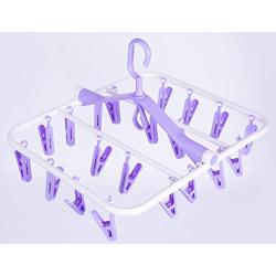 Basicwise QI003440 Purple Laundry Drying Hanger Clothes Rack with 20 Clips