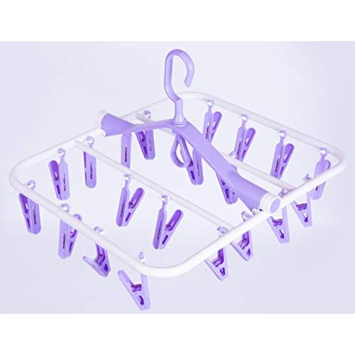 Basicwise QI003440 Purple Laundry Drying Hanger Clothes Rack with 20 Clips