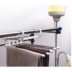 5pcs Random Color 5 in 1 Multi-Function Home Hanger Stainless Steel Plastic Clothes Hanger Rack