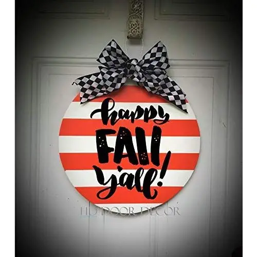Happy Fall Yall Round wreath thanksgiving door hanger