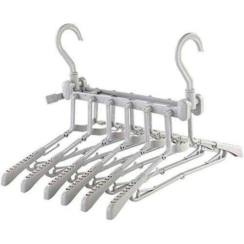 EvaroFly Portable Multipurpose Magic Folding Hanger, Anti-skidding Storage Clothes Hanger, Household Travel Camping -Gray-a 2 Pcs