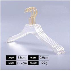 Yijiang Beautiful and Lightweight 10 Pcs Clear Acrylic Hanger Crystal Clothes Hanger with Gold Hook, Transparent Shirts Dress Hanger with Notches for Lady Kids