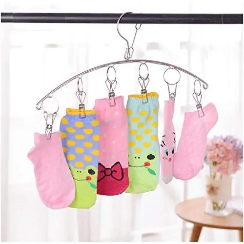2pcs Hangers Clothes Hanger Stainless Steel 6 Clips Airing Rack Multi-Functional Windproof Clothes Rack Underwear Rack Sock Clip Hang 2pcs Hangers Clothes Hanger Stainless Steel 6 Clips Airing Rack Multi-Functional Windproof Clothes Rack Underwear Rack Sock Clip Hang