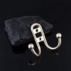 HoveBeaty Double Prong Robe Hook Rustic Hooks Retro Cloth Hanger with Ball End 5 Pack (Gold)
