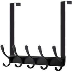 WEBI Over The Door Hook,Over The Door Towel Rack,Door Hanger Over Door Coat Rack Towel Hanger for Towels,Clothes,Bathroom,Black