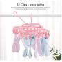 2pcs Random Color 32 Clips Folding Socks Clothes Hanger Rack Clothespin Clothes Drying Rack Closet Wardrobe