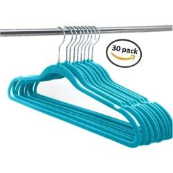 Elaine Karen Deluxe Designer Non Slip Heavy Duty Velvet Hangers ? Blue ? 30pk