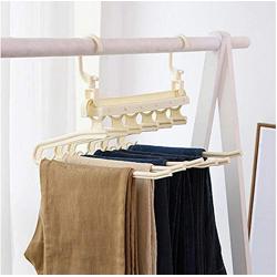 Multi-Port Support Clothes Pants Hangers Multi-Function Plastic Clothes Hangers Storage Rack Closet Space Saving Foldable 2pcs Random Color