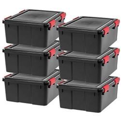 IRIS 30 Quart WEATHERTIGHT Storage Box, 6 Pack, Black