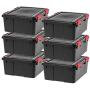 IRIS 30 Quart WEATHERTIGHT Storage Box, 6 Pack, Black