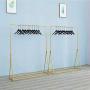 FURVOKIA Modern Simple Heavy Duty Metal Rolling Garment Rack with Wheel,Retail Display Clothing Rack,Wrought Iron Single Rod Floor-Standing Hangers Clothes Shelves (Gold Round Tube, 47.2 L)