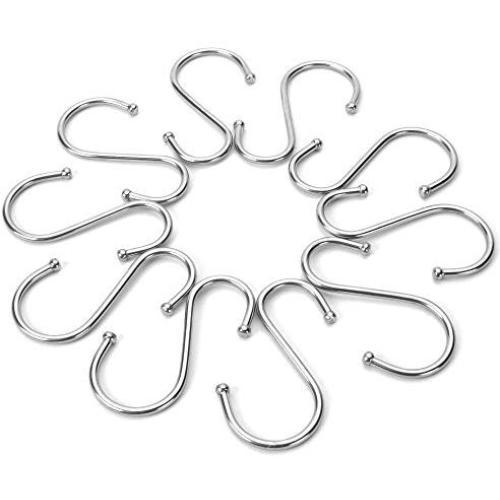 Amerigo S Hooks for Hanging - SPECIALLY DESIGNED Hanging Hooks - Set of 10 Heavy Duty Kitchen Hooks - S Shaped Metal Hooks - Closet Hooks - S Hooks for Hanging Plants - Hanger Hooks - Size L