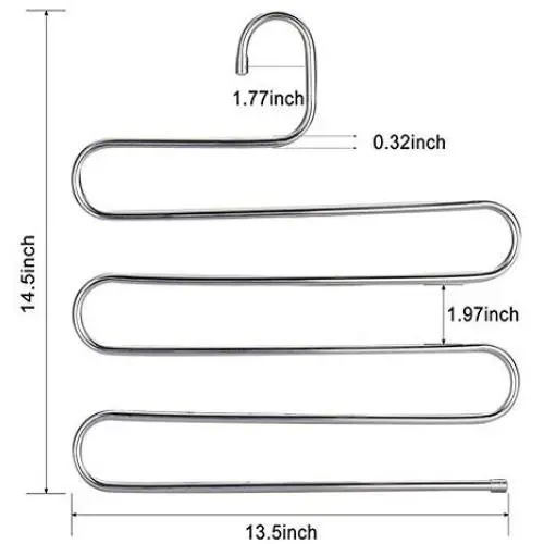 KYCPTNFJ 4 Pack Multi Pants Hangers Rack for Closet Organization,Stainless Steel S-Shape 5 Layer Clothes Hangers for Space Saving KYCPTNFJ 4 Pack Multi Pants Hangers Rack for Closet Organization,Stainless Steel S-Shape 5 Layer Clothes Hangers for Space Saving