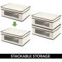 mDesign Soft Fabric Stackable Closet Storage Organizer Boxes with Clear Window 4 Pack - Cream/Espresso Brown