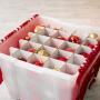 IRIS USA, Inc. WL-60 Holiday Ornament Storage Box, 2 Pack, Pearl/Red