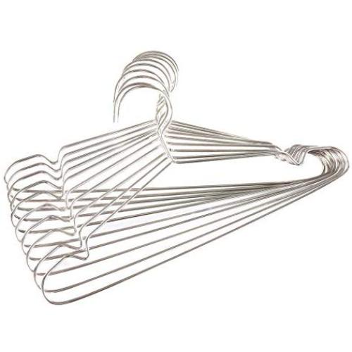 Barcley 10Pcs Non-Slip Grey Super Heavy Duty Stainless Steel Hangers, Stainless Clothes Hangers Ideal for Everyday Use, Clothing Standard Hangers - Silver (Silver)