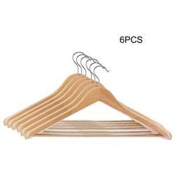 Yencoly Clothes Hangers, 6PCS Wooden Long Lasting Durable Clothes Hangers Drying Rack Home Hotel Racks for Clothes Wooden Clothes Hangers(A)