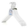 HANGERWORLD 5 White 17.7inch Wooden Notched Coat Clothes Garment Top Hangers Metal Swivel Hook HANGERWORLD 5 White 17.7inch Wooden Notched Coat Clothes Garment Top Hangers Metal Swivel Hook