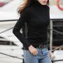 Toimothcn Womens Cotton Sweater Tops Blouse Long Sleeve Turtleneck Stretch Casual Bottoming Top